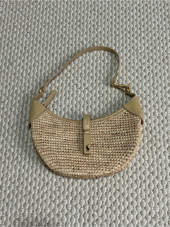 Ralph Lauren Handbags - Polo Ralph Lauren Raffia Leather Shoulder Bag Woven Straw Purse One Size